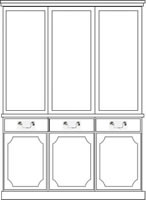 3 door reproduction library bookcase