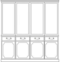 4 door reproduction library bookcase