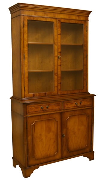Georgian reproduction library bookcase yew mahogany