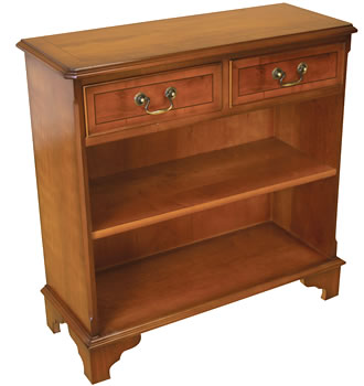 regency reproduction 2 drawer low open bookcase