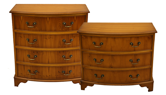 reproduction bow front chest of drawers
