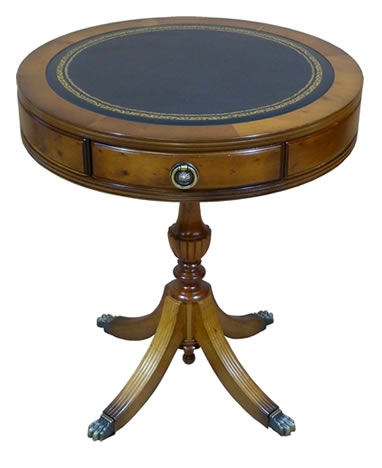 reproduction leather top drum table