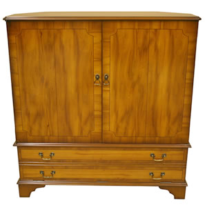 fully enclosed reproduction tv cabinet yew mahogany