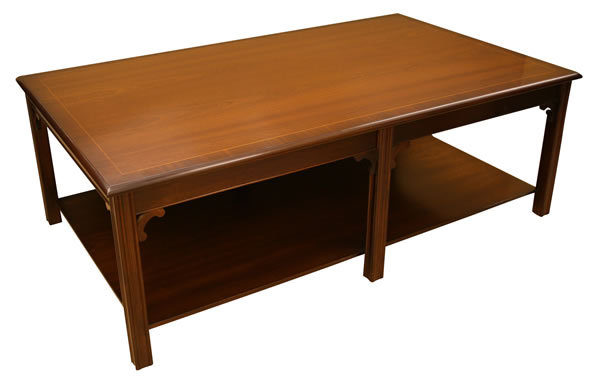 reproduction 6 leg chippendale coffee table with shelf